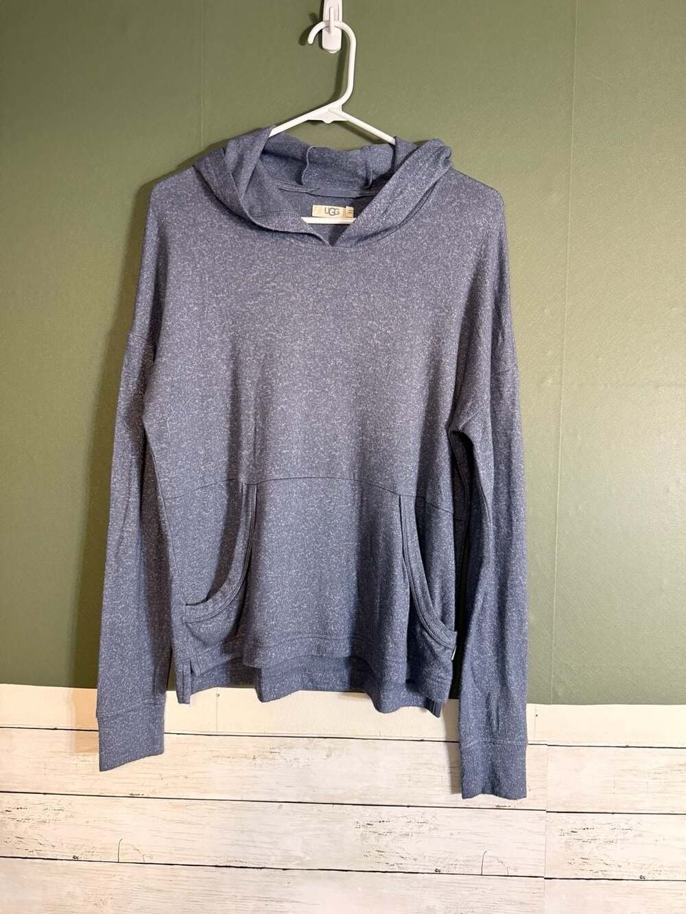 UGG Blue Heathered Knit Pullover Hoodie Sweatshirt Size S